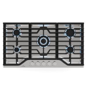 Klarstein Turbocast plynová varná doska, 304 nehrdzavejúca oceľ, 5 horákov, profesionálny liatinový držiak, horák wok Ampera.SK