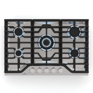 Klarstein Turbocast plynová varná doska, 304 nehrdzavejúca oceľ, 5 horákov, profesionálny liatinový držiak, horák wok Ampera.SK