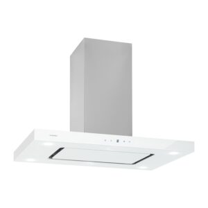 Klarstein Valeria, digestor, 90 cm, ostrovčekový, 650 m³/h, dotykový panel, LED, sklo, nehrdzavejúca oceľ, biely Ampera.SK