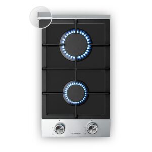 Klarstein Verosteel plynová varná doska, 2-zónová, elektrické zapaľovanie, kompatibilná s zemným plynom a LPG, 4200 W, 30cm Ampera.SK