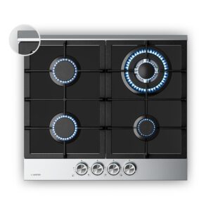 Klarstein Verosteel plynová varná doska, 4 horáky, elektrické zapaľovanie, kompatibilná s zemným plynom a LPG, 8000 W, 60 cm Ampera.SK