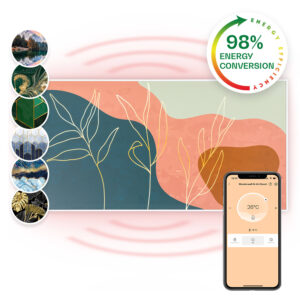 Klarstein Wonderwall Air Art, infračervený smart ohrievač, 60 x 120 cm, 700 W, nástenná inštalácia, aplikácia, zlaté linky Ampera.SK