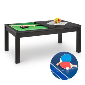 OneConcept Liverpool, 3-v-1, hrací stôl, 7‘ biliardový stôl, stôl stolný tenis, jedálenský stôl, čierny Ampera.SK