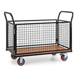 Waldbeck Loadster, mriežkový vozík, pojazdný, skladový vozík, max. 500 kg, drevený spodok, čierny Ampera.SK