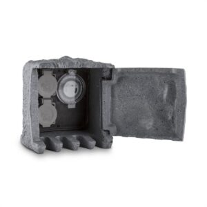 Waldbeck Timer Rock, záhradná zásuvka, 2-itý rozdeľovač, 5 m, spínacie hodiny, skala, tmavosivá Ampera.SK